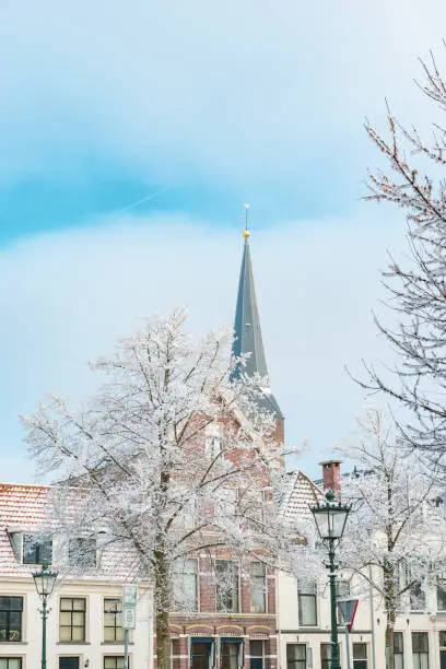 Photo of Winter city view in Kampen in Overijssel, The Netherlands during winter