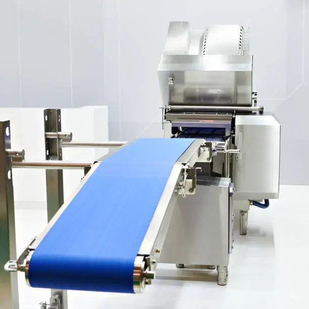 Conveyor belt skinning machine for food production