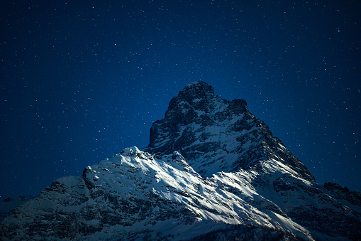 Mountain peak in the night