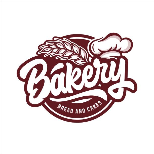 Bakery bread and cakes vector design logo Bakery bread and cakes vector design logo bakery stock illustrations