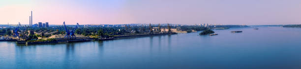 view over the ruse city and danube - europe bridge editorial eastern europe imagens e fotografias de stock