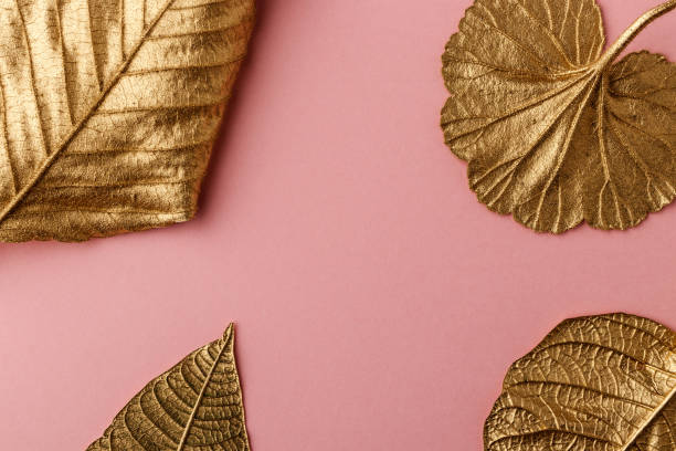 istock Golden Hazelnut, Poinsettia and geranium leaves. 1291586684