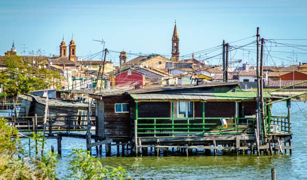 typical fishing hut in comacchio - italy