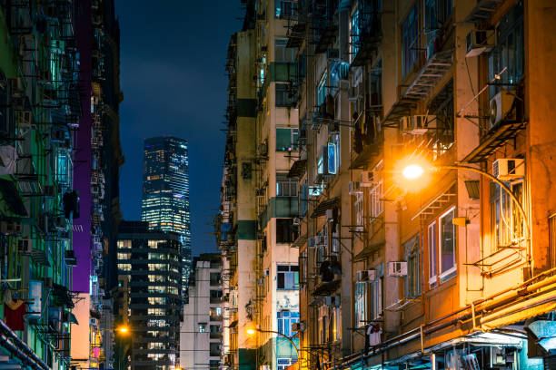 istock Overcrowded residential building in Hong Kong 1291589404