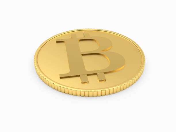 istock Gold bitcoin coin on white. 1291592266