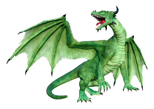 3D rendering of a fantasy dragon isolated on white background