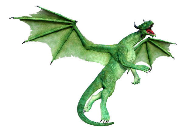 istock 3D illustration fantasy dragon on white 1291592303