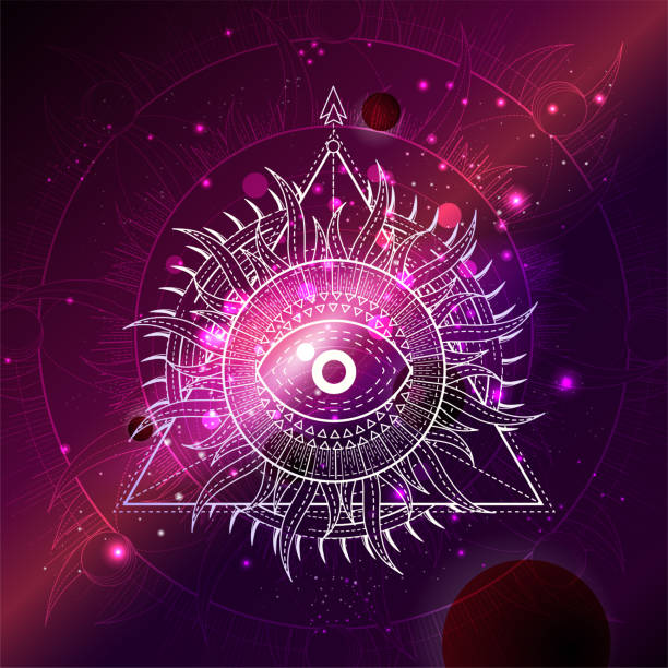 istock Vector illustration of Sacred geometric symbol against the space background. 1291596330