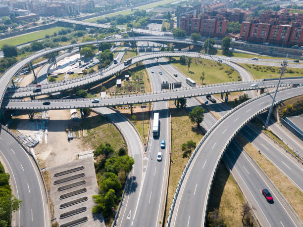 istock View on car interchange of Barcelona 1291596597