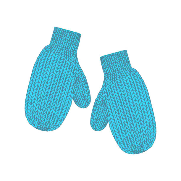 Blue mittens. Vector illustration. Flat design for business financial marketing banking advertising web concept cartoon illustration. Vector illustration Blue mittens. Vector illustration. Flat design for business financial marketing banking advertising web concept cartoon illustration. Vector illustration Knitted Gloves stock illustrations