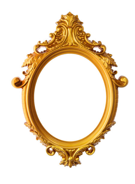 Golden picture frame on white background Golden picture frame on white background. ellipse photos stock pictures, royalty-free photos & images