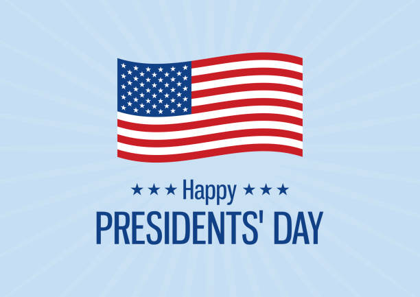 illustrazioni stock, clip art, cartoni animati e icone di tendenza di poster happy presidents' day con vettore bandiera americana - star shape pattern inauguration into office usa