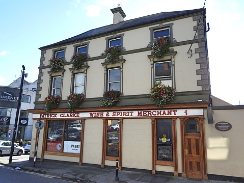 10th October 2020, Drogheda, County Louth, Ireland. Clarkes Bar on Peter Street, downtown Drogheda. Nano Reid, Irelands foremost visual artist was born in March 1900 and lived there.