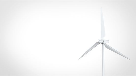 Wind-power generation close up right 3d