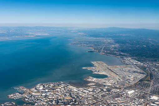 The aerial view of San Francisco Bay in California, USA