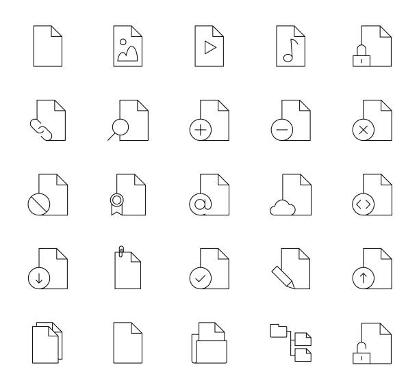 Document Files Icon Set vector art illustration