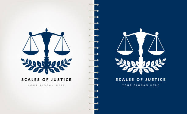 stockillustraties, clipart, cartoons en iconen met schaal van justitie vector ontwerp - law
