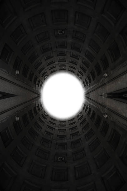 Abstract background with a concrete decorative circle tunnel.
