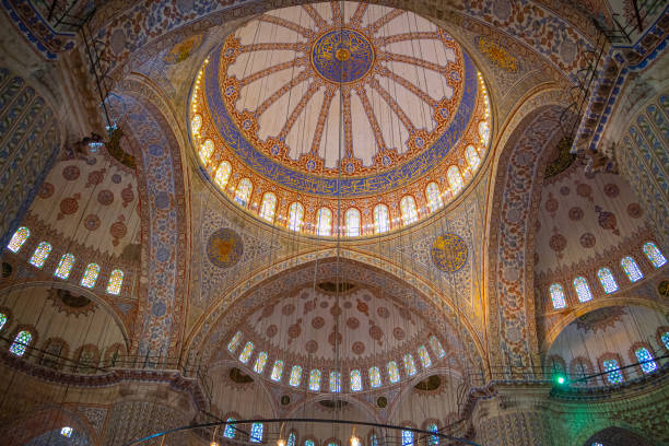 Domes of Blue Mosque (Sultanahmet Mosque) from inside of the building.