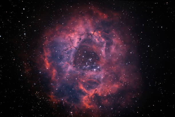 C49 or NGC2244 Rosette Nebula C49 or NGC2244 nebula also know as Rosette in bicolor palette taken with dedicated astrophotography camera on the telescope emission nebula stock pictures, royalty-free photos & images