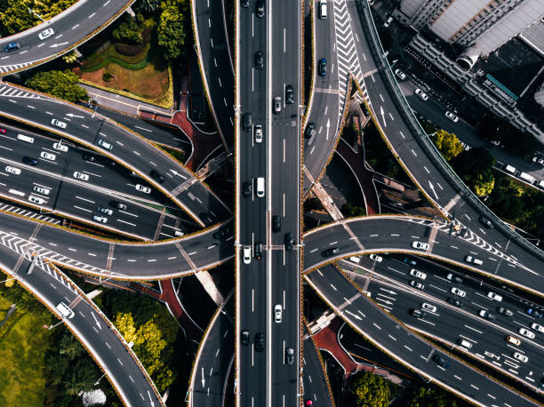 istock Aerial View of Busy Road Intersection 1291608990