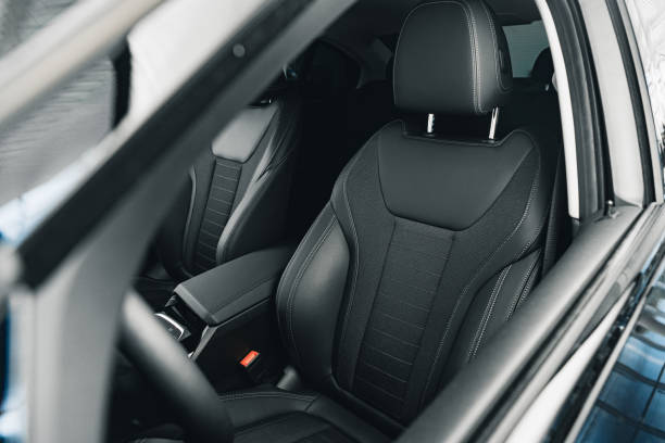 istock Interior of new prestige comfortable car close up 1291611410