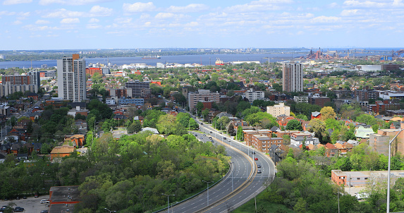 The Hamilton, Ontario expressway on a fine day