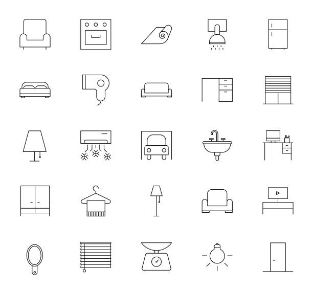 Home and Tools Icon Set vector art illustration