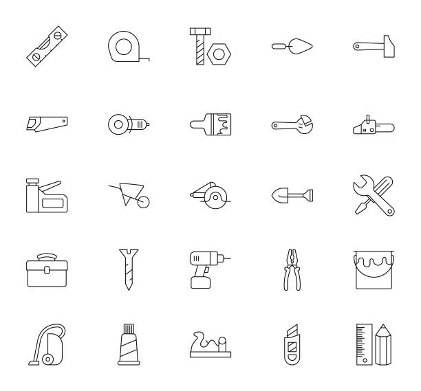 Home and Tools Icon Set vector art illustration
