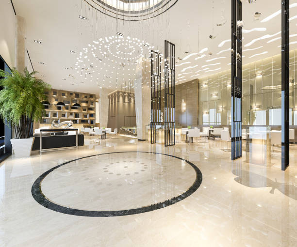 istock 3d rendering modern luxury hotel and office reception and lounge  hall 1291612801