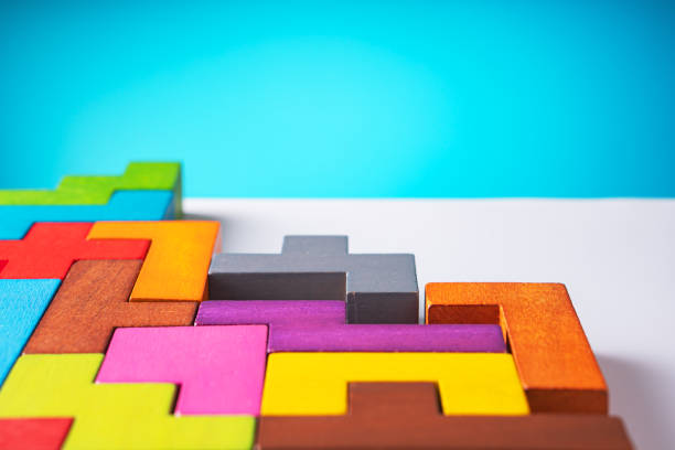 istock Geometric shapes on a blue background. 1291612973