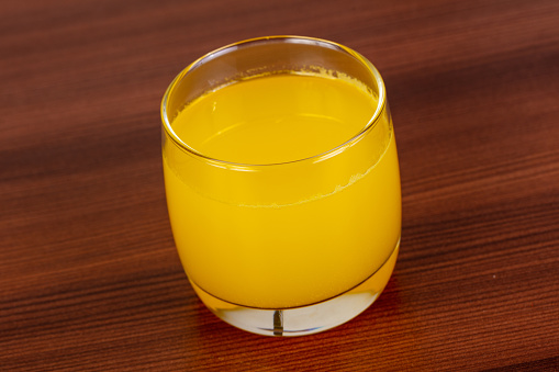 Sweet homemade lemonade in the glass