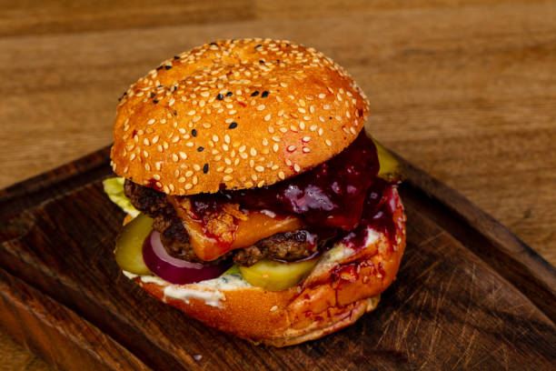 istock Tasty burger with meat 1291613162