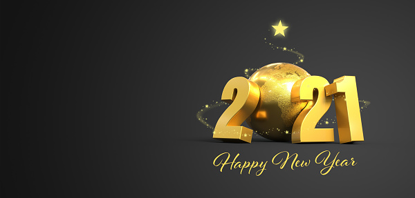 2021 greetings card background grey and gold - 3D rendering