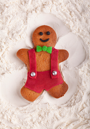 Decorated Gingerbread man cookie man Snow Angel
