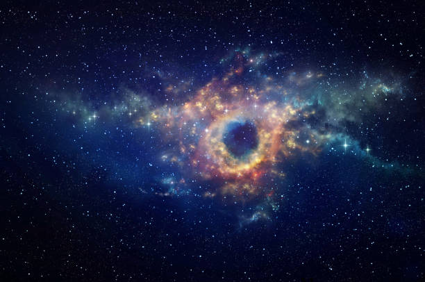 agujero negro y nebulosa en el espacio profundo - onda gravitacional fotografías e imágenes de stock