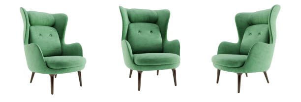istock Modern green armchair set isolated on white background. Clipping path included. 3D render. 1291624564