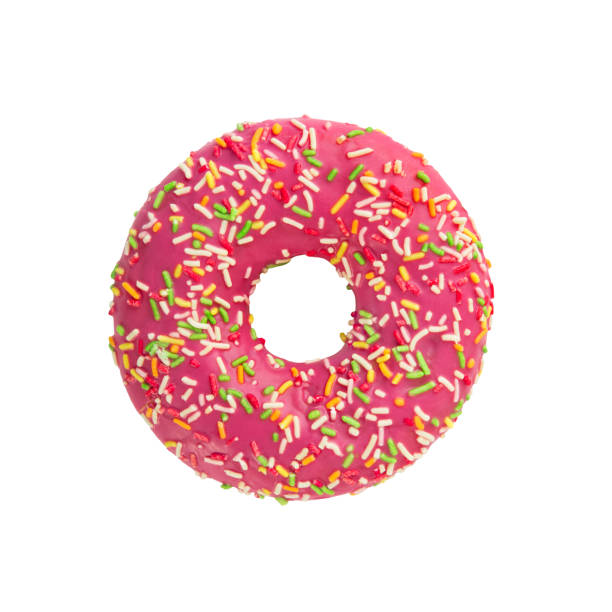 istock Donut pink in sugar glaze Isolated on white background 1291625260