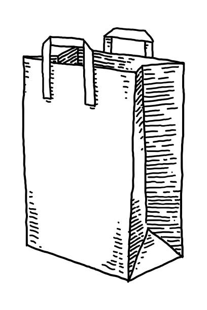 papier, torba na zakupy doodle - paper bag obrazy stock illustrations