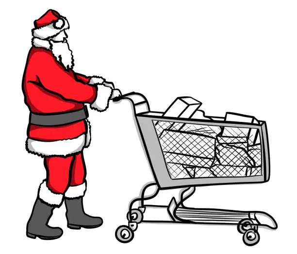 Vector illustration of SantaClausShoppingCart