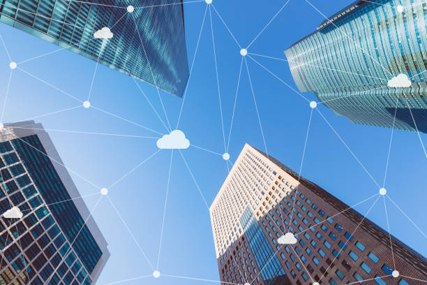 istock Modern Architecture Cloud Network Concept, Tokyo Japan. 1291628198