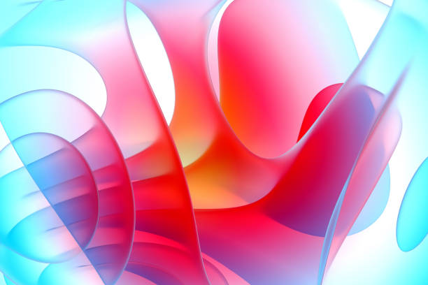 istock 3D render of abstract art 3d background based on curve wavy smooth and soft organic bio forms in transparent matte glass material in purple and blue gradient color 1291628419
