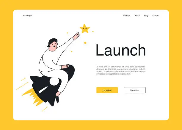 Vector illustration of Startup business, product launch homepage concept