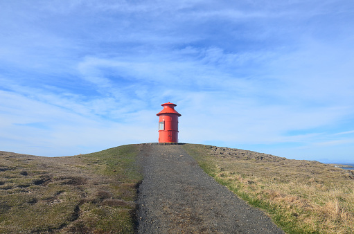 Hiking pathway in Western Iceland up to Stykkisholmur lighthouse.