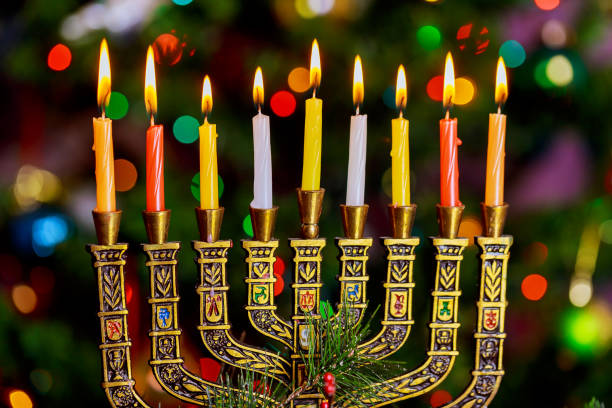 Chanukah holiday celebration with festival candles Chanukah holiday celebration with african festival candles angolan kwanza photos stock pictures, royalty-free photos & images