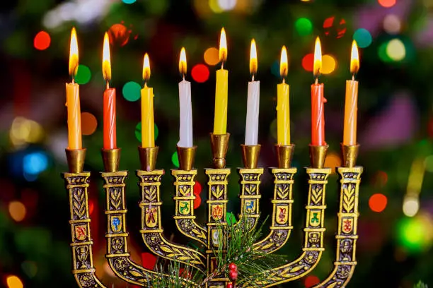 Photo of Chanukah holiday celebration with festival candles