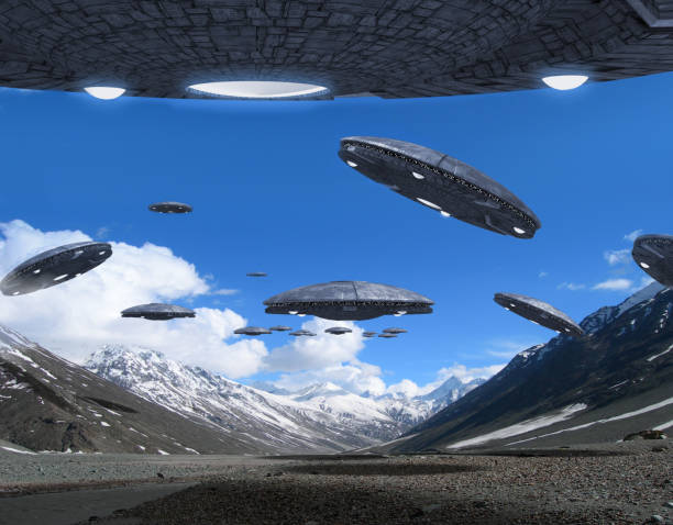 istock UFO fleet formation in the mountains. 1291639153