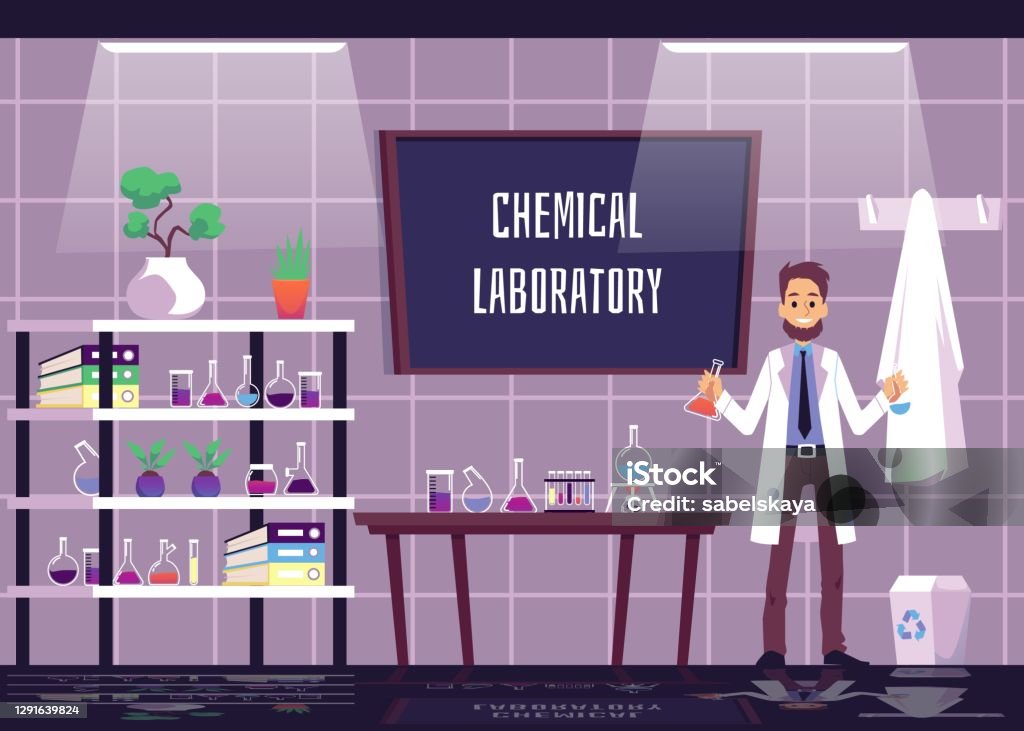 Ilustración de Interior Del Laboratorio De Química Una Ilustración De  Dibujos Animados Planos Vectoriales y más Vectores Libres de Derechos de  Analizar - iStock