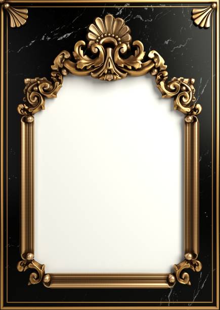 istock Classic golden frame baroque style cover postcard 1291643624