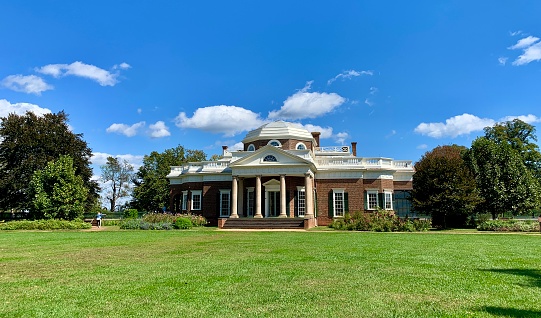 The view of Jefferson's Monticello is unobstructed when taken from the back yard.  The rear portico is almost as impressive.